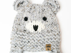 Bear Face Ear Flaps Hat (Knit)