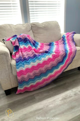 Wavy Ripple Blanket: Berry Bliss Throw (Crochet)