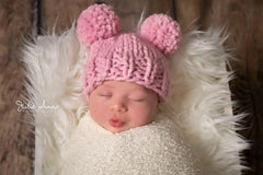 Double Pompom Hat (Knit)