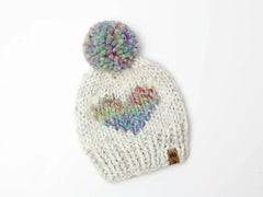 Heart Pompom Hat (Knit)