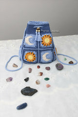 Sun and Moon Drawstring Backpack (Crochet)