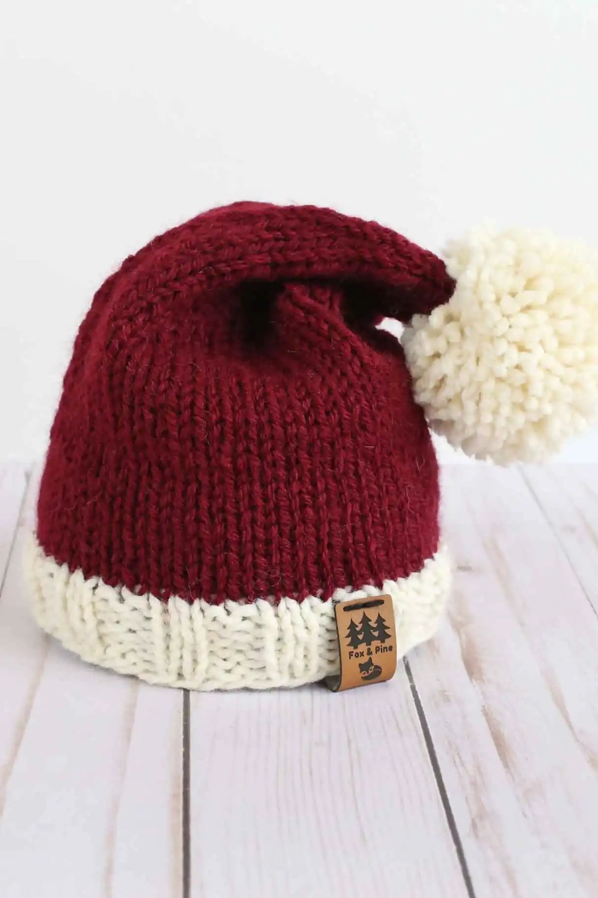 Classic Santa Stocking Cap Christmas Hat (Knit)
