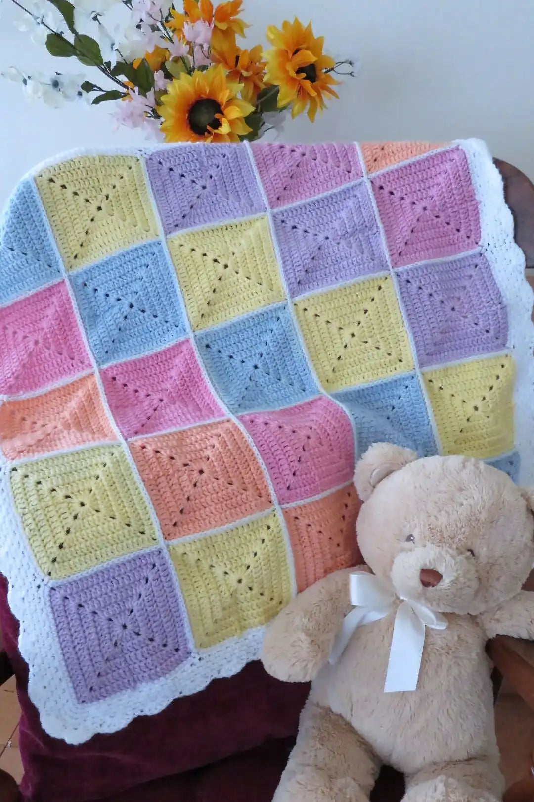 Rainbow Granny Delight Baby Blanket (Crochet)