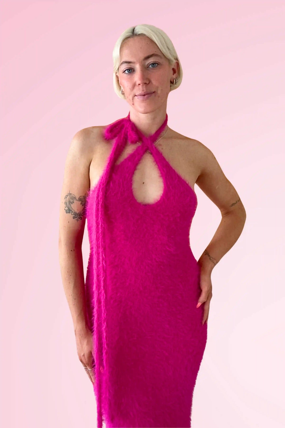 Fuzzy Frankie Midi Dress (Machine Knit)