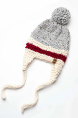 Red Stripe Ear Flaps Hat (Knit)