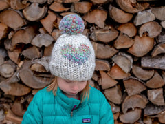 Heart Pompom Hat (Knit)