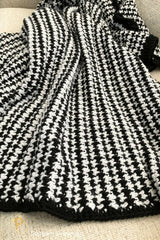 Modern Monochrome Houndstooth Throw (Crochet)