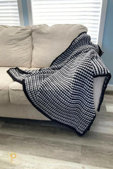 Modern Monochrome Houndstooth Throw (Crochet)